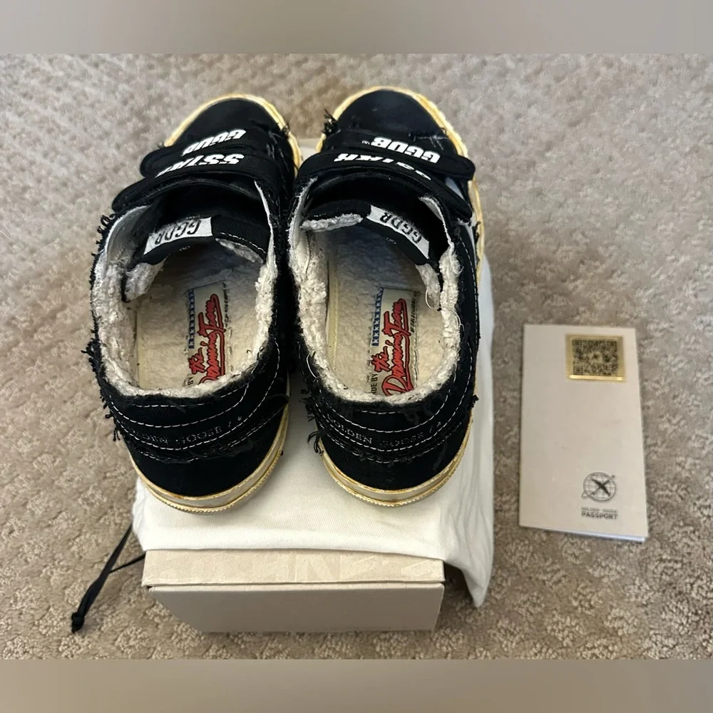 Golden Goose women’s old school double strap Velcro shearling black canvas 39 - Picture 3 of 4